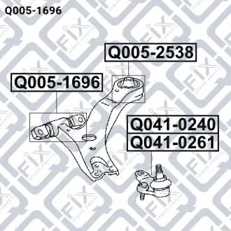 Сайлентблок переднього важеля (передній) Q-fix Q005-1696