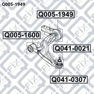 Сайлентблок задний переднего рычага (гидравлический) Q-fix Q005-1949