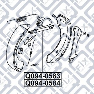 Комплект для встановлення задніх правих гальмівних колодок (барабан) Q-fix Q094-0584