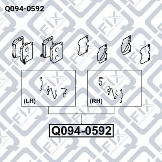 Ремкомплект гальмівних колодок (пружинки) Q-fix Q094-0592 (фото 1)