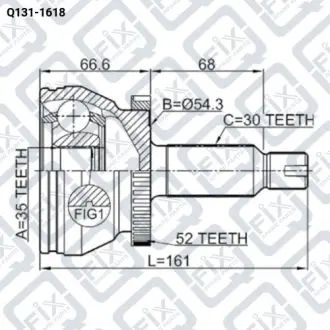 ШРУС НАРУЖН (К-Т) 35X54.3X30 ABS 52 Q-fix Q131-1618