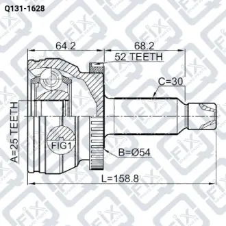 ШРУС НАРУЖН (К-Т) 25X54X30 ABS 52 Q-fix Q131-1628