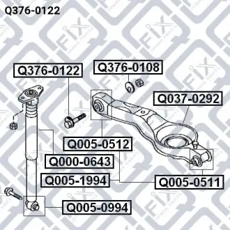 Болт розвальний задньої підвіски Q-fix Q376-0122
