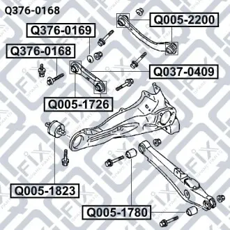Болт развальный задней подвески (комплект, шайба+гайка)) Q-fix Q376-0168
