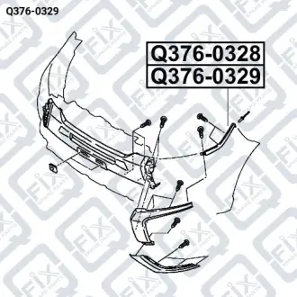 МОЛДИНГ БАМПЕРА ПЕРЕДН R (хром) Q-fix Q376-0329