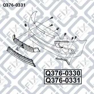 Молдинг правого бампера (хром) Q-fix Q376-0331