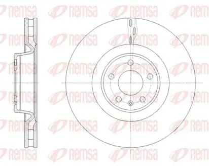 Диск тормозной (передний) Audi A6 12-18 (356x34) (с покрытием) (вентилированный)) REMSA 6167110
