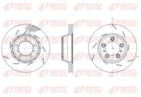Диск гальмівний (задній) Porsche Panamera 10- (R) (330x28) (з покриттям) (з прорезом) (вентил.) REMSA 6186110