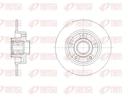 Диск гальмівний (задній) Renault Megane III/Scenic III 08- (260x8)(з підшипником)(+ABS)(d ступ.=66мм) REMSA 6213820