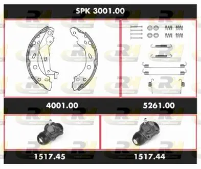 Комплект тормозов, барабанный тормозной механизм ROADHOUSE SPK300100