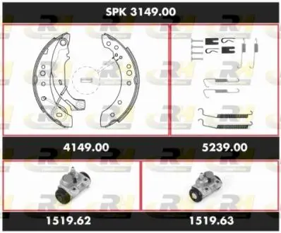 Комплект тормозов, барабанный тормозной механизм ROADHOUSE SPK314900