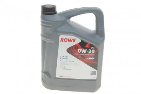 Олива 0W30 HIGHTEC SYNTH RS LV II (5L) (VW 503 00/506 00/506 01/Fiat 9.55535-G1) (ACEA A1/B1/A5/B5) Rowe 20069-0050-99