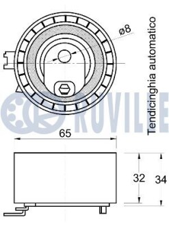 Ролик ГРМ Renault Kangoo 1.6 (натяжной) (65.5x32) RUVILLE 541758 (фото 1)