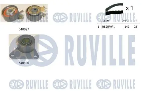 Комплект ГРМ Renault Laguna 2.0i 16V 95-01 (23x142z) RUVILLE 550110