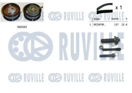 Комплект ГРМ VW T4 1.9D/TD (55426) (137x25.40) RUVILLE 550225