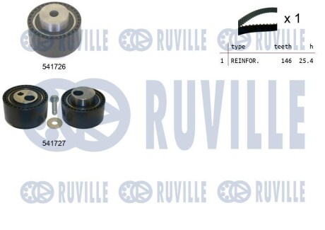 Комплект ГРМ Citroen C5/C8/Ulysse/Peugeot 406/407/607/807 2.2 HDi 01- RUVILLE 550292