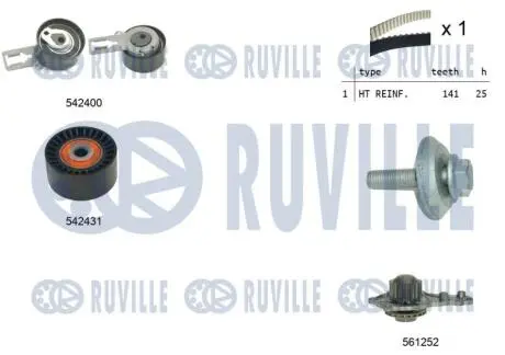 Комплект ГРМ + помпа Citroen Berlingo/Jumpy 1.6HDI 10- (141/25/z141) RUVILLE 5503581