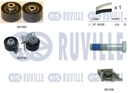 Комплект ГРМ + помпа Citroen Jumper/Jumpy/Peugeot Boxer/Expert 2.0 BlueHDi 15- RUVILLE 5504271