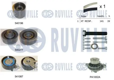 К-кт ГРМ з помпою VAG Crafter 2.5 TDI 06- RUVILLE 5505041