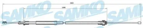 Трос ручного тормоза.r. BERLINGO PARTNER 1820/1480 /P/ SAMKO C0094B