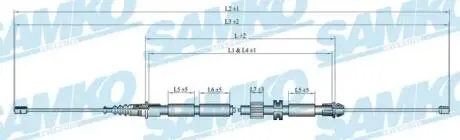 Трос ручного тормоза.r. MONDEO III 1720/1515 SAMKO C0263B