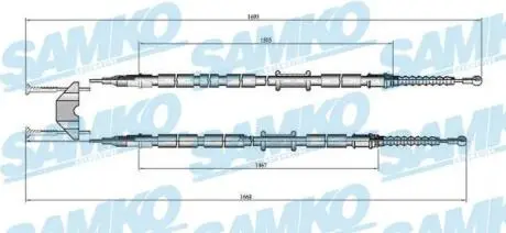 Трос ручного гальма.r. ASTRA H 1660/1480+1640/1460 tarcze SAMKO C0538B