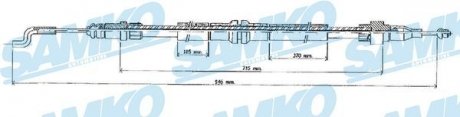 Трос ручного тормоза.r. T4 935/720 SAMKO C0898B