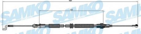 Трос ручного тормоза.r. T4 938/720 tarcze SAMKO C0973B