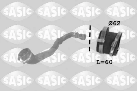 Шланг інтеркулера Лів (Випускна сторона, діаметр 62мм, довжина 60мм) FORD MONDEO IV, S-MAX 2.0 03.10-01.15 SASIC 3336212