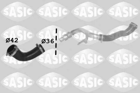 Шланг інтеркулера Лів (Випускна сторона, діаметр 36мм, коліно U) FORD C-MAX, FOCUS C-MAX, FOCUS II, GALAXY II, MONDEO IV, S-MAX 1.8D 07.04-06.15 SASIC 3336318