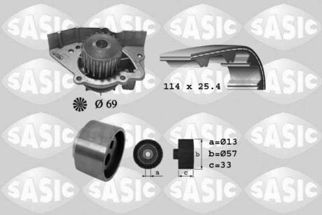 Насос води + комплект зубчастого ременя SASIC 3900023