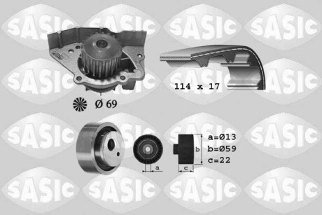 Насос води + комплект зубчастого ременя SASIC 3900024