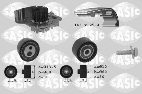 Насос води + комплект зубчастого ременя SASIC 3900025