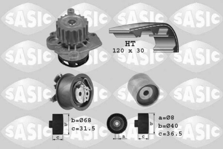 Насос води + комплект зубчатого ремня SASIC 3906003