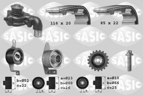 Насос води + комплект зубчатого ремня SASIC 3906013