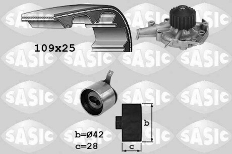 Комплект ГРМ + помпа Chevrolet Kalos/Daewoo Matiz 1.0/1.2i 03- SASIC 3906105 (фото 1)