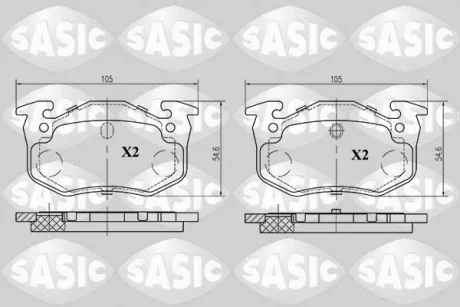 Комплект гальмівних колодок задн, CITROEN SAXO, XSARA, XSARA/HATCHBACK, ZX, PEUGEOT 106 II, 205 I, 205 II, 205/HATCHBACK, 206, 306, 309 I, 309 II, RENAULT 11, 19 I 1.0-Electric 02.83- SASIC 6210011