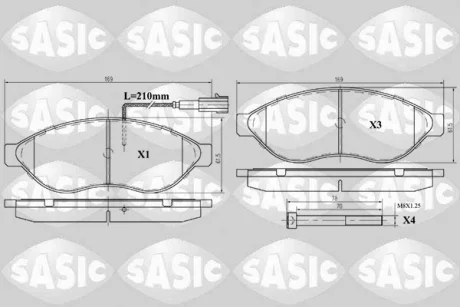 Комплект гальмівних колодок передн, CITROEN JUMPER II, FIAT DUCATO, PEUGEOT BOXER, TOYOTA PROACE MAX 2.0D-Electric 04.06- SASIC 6210021