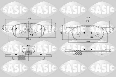 Тормозные колодки (передние) Renault Logan II/Clio IV/Sandero II 12- SASIC 6214037 (фото 1)