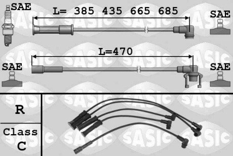 Проволока зажигания, набор SASIC 9284007