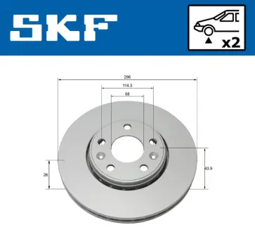 Комплект гальмівних дисків (2 шт) SKF VKBD80018V2