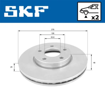 FORD Диск гальмівний передній.Focus,Focus C-Max 03- 1.6/1.8 03- SKF VKBD 80103 V2