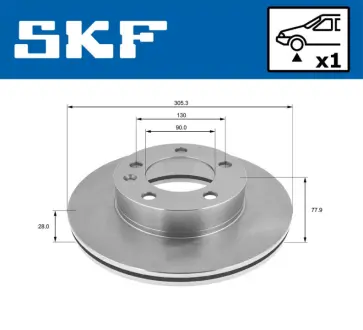 Диск гальмівний передн Лів/Прав NISSAN INTERSTAR, OPEL MOVANO A, RENAULT MASTER II, MASTER PRO 1.9D-3.0D 07.98- SKF VKBD80109V1