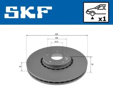 Диск гальмівний передн Лів/Прав VOLVO XC60 I, XC60 II 2.0-3.2 05.08-12.21 SKF VKBD80128V1