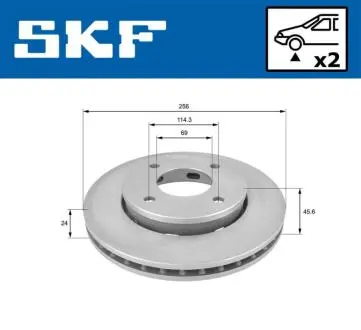 Диск гальмівний передній. MITSUBISHI COLT CZC VI, COLT VI, SMART FORFOUR 1.1-1.5D 01.04-06.12 SKF VKBD80176V2