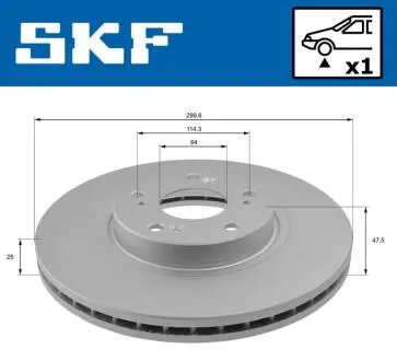 Диск гальмівний HONDA ACCORD VII, CR-V II 2.0/2.2D/2.4 09.02-05.08 SKF VKBD80267V1