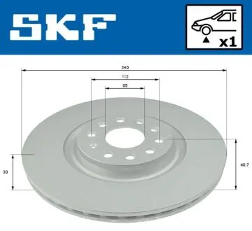 Диск гальмівний AUDI A3, Q2, Q3, TT, CUPRA ATECA, FORMENTOR, LEON, LEON SPORTSTOURER, SEAT LEON, LEON SC, LEON ST, LEON/HATCHBACK, TARRACO, SKODA KODIAQ I, OCTAVIA II 1.0-3.6 04.06- SKF VKBD80292V1