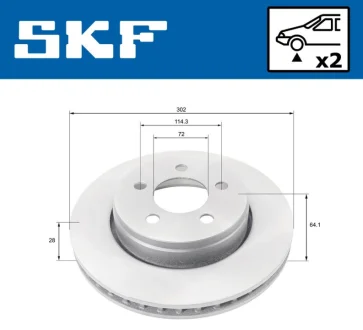 Комплект гальмівних дисків (2 шт) передн DODGE NITRO JEEP CHEROKEE, COMPASS, LIBERTY 2.4-4.0 08.06- SKF VKBD80313V2