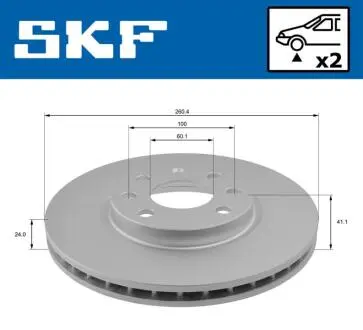 Диск гальмівний OPEL COMBO TOUR, COMBO/MINIVAN, CORSA C, CORSA C/HATCHBACK, MERIVA A, TIGRA 1.2-1.8 09.00- SKF VKBD80324V2