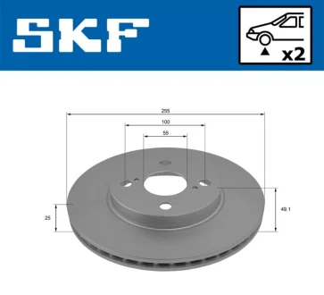 TOYOTA Диск тормозной передний.Corolla 02- SKF VKBD 80333 V2